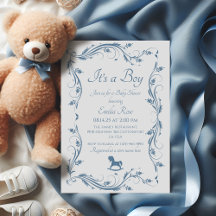 Chá de Bebê Menino Floral Azul Delicado Vintage