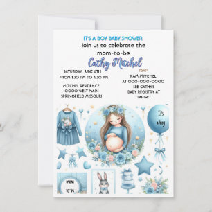 Convite Chá de Bebê Menino Fofinho Festa Azul