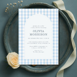 Convite Chá de Bebê Menino Gingham Azul