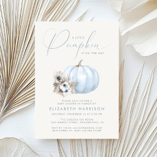 Convite Chá de Bebê Menino Little Pumpkin Blue Fall