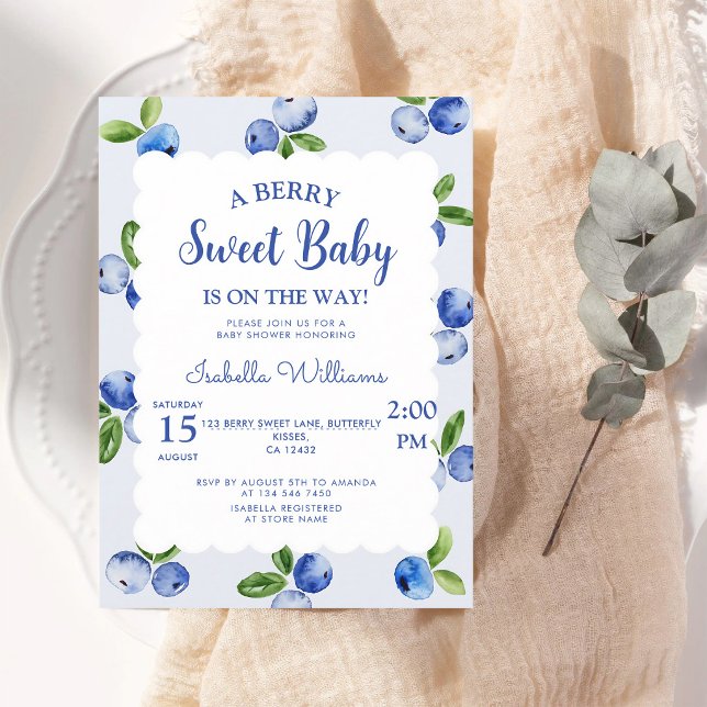 Convite Chá de Bebê Menino Mirtilo Berry Sweet (Criador carregado)