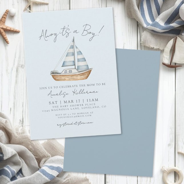 Convite Chá de Bebê Menino Náutico (Nautical Boy Baby Shower Invitation)