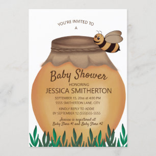 Convite Chá de Bebê Menino ou Menina Honey Pot e Honeybee 