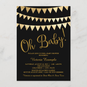 Convite Chá de Bebê Menino ou Menina Oh Baby Black Gold
