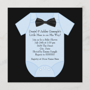 Convite Chá de Bebê Menino Preto e Azul Fofo