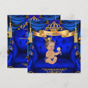 Convite Chá de Bebê Menino Príncipe Azul Real Dourado More