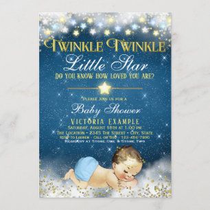 Convite Chá de Bebê Menino Twinkle Twinkle Little Star