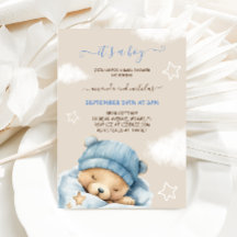 Chá de Bebê Menino Urso Azul Inverno