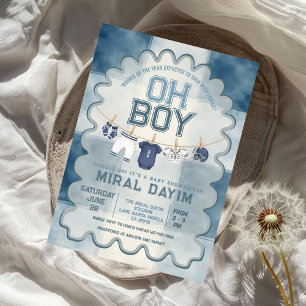 Convite Chá de Bebê Menino Vintage Futebol Azul