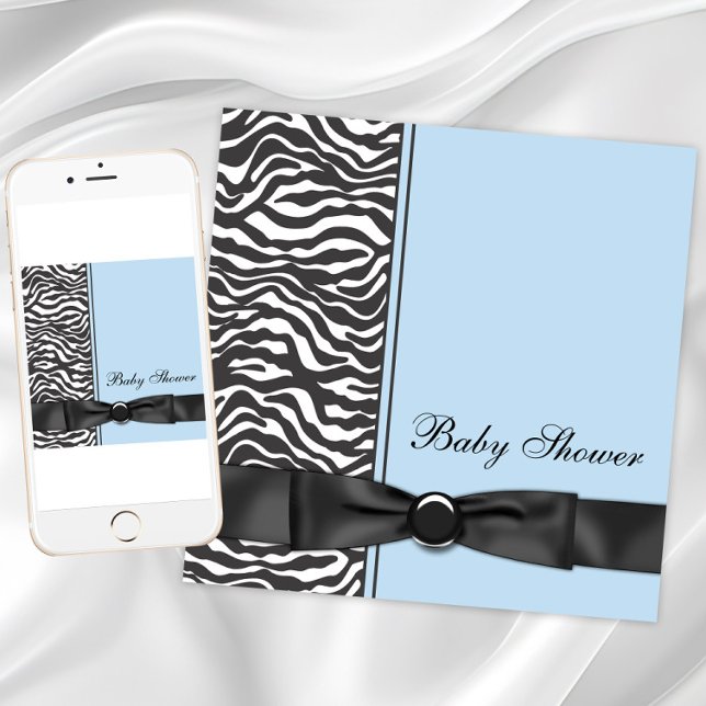 Convite Chá de Bebê Menino Zebra (Boy zebra baby shower invitation. Instant download and printed invitations available.)