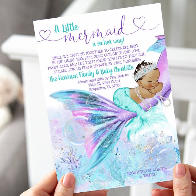 Convite Chá de Bebê Mermaid Étnica por Correio (Criador carregado)