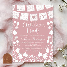 Convite Chá de Bebê Mexicano Talavera Boho Rosa Encantado 