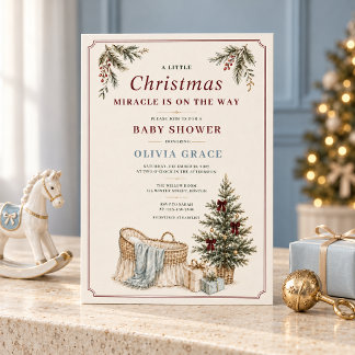 Convite Chá de Bebê Milagre de Natal Vintage