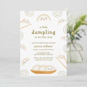 Convite Chá de Bebê Minimal Kawaii Boho Bao Dumpling