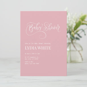 Convite Chá de Bebê Minimalista Boho Rosa Menina Chá de Be