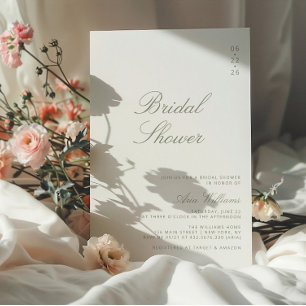 Convite Chá de Bebê Minimalista Caligrafia Verde Sage