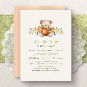 Convite Chá de Bebê Minimalista Laranja Little Cutie