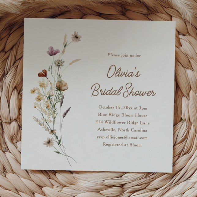 Convite Chá de Bebê Minimalista Moderno de Flores Silvestr (Criador carregado)