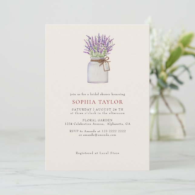 Convite Chá de Bebê Minimalista Simples Lavanda  (Em pé/Frente)