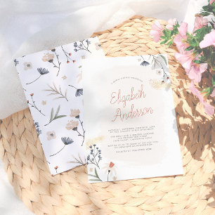 Convite Chá de Bebê Moderno Boho Minimalista com Letra Flo