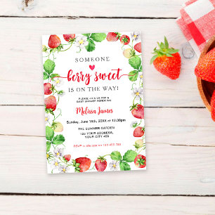 Convite Chá de Bebê Morango Doce Berry