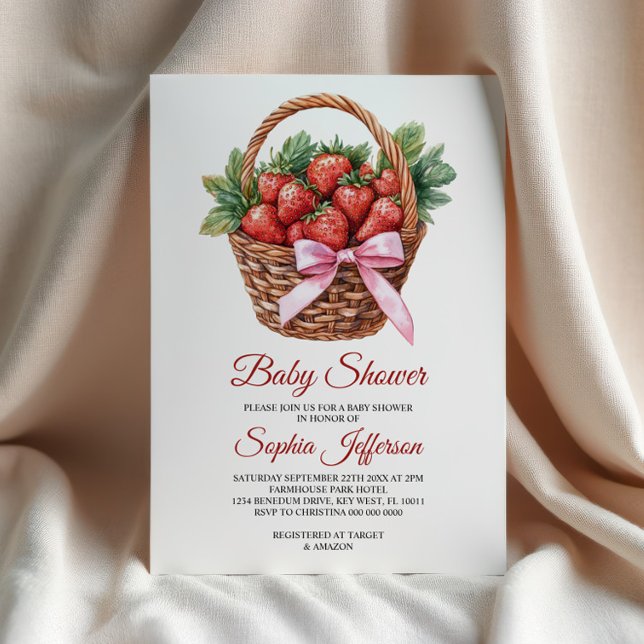 Convite Chá de Bebê Morango Doce Fruta (Criador carregado)
