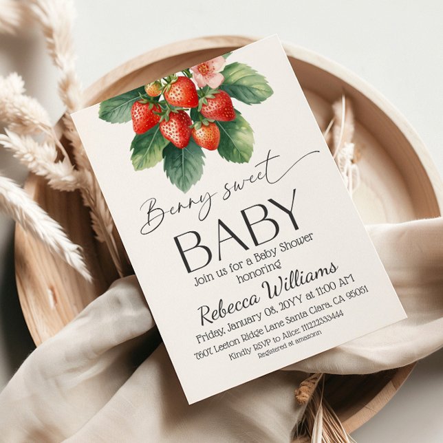 Convite Chá de Bebê Morango Fresco do Mercado Baby Shower  (Criador carregado)