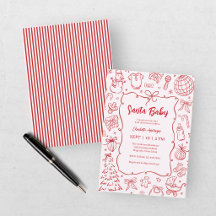 Chá de Bebê Natal Bebê Menina Vermelho Rosa Desenh
