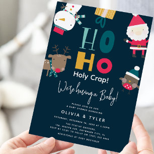 Convite Chá de Bebê Natal Divertido Ho Ho Ho