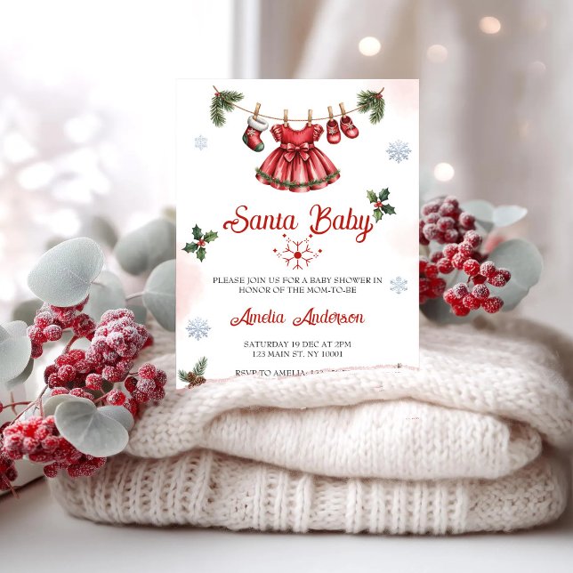 Convite Chá de Bebê Natal Santa Baby Festa de Bebê (Criador carregado)