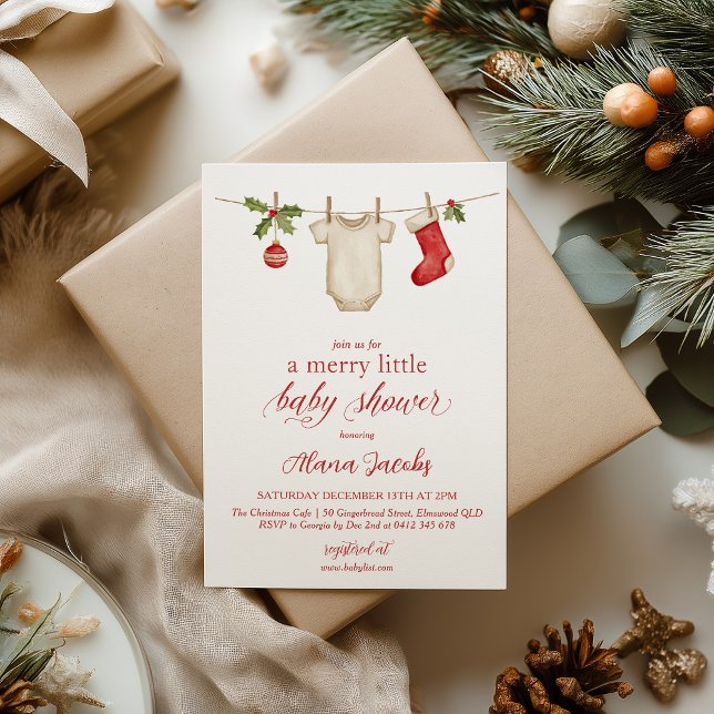 Convite Chá de Bebê Natalino Alegre  (Merry Little Baby Shower | Winter Baby Shower Christmas)