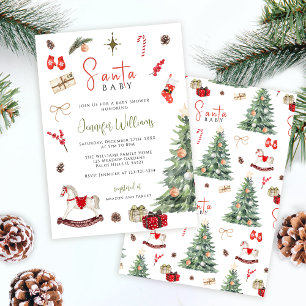 Convite Chá de Bebê Natalino Festivo de Santa Baby Inverno