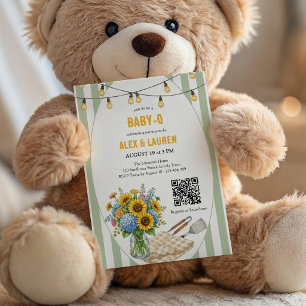Convite Chá de Bebê Neutro Baby Q Girassol Verde Salvia