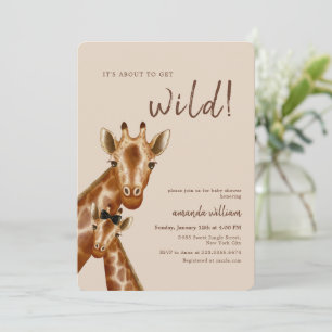 Convite Chá de Bebê Neutro Boho Safari Selvagem Girafa Mãe