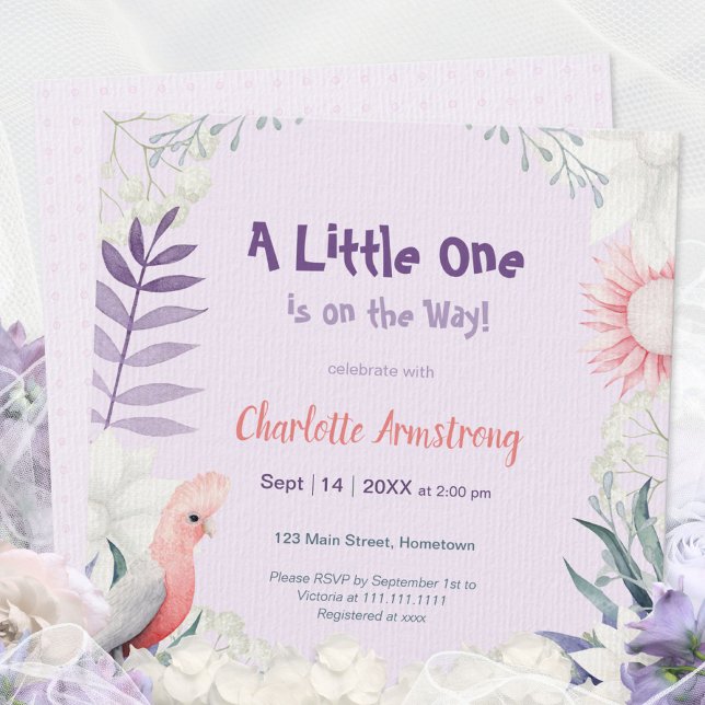Convite Chá de Bebê Neutro com Tema de Lavanda Caprichosa (Enchanted Lavender Garden Gender-Neutral Baby Show Invitation ©Susanne Sachers - Sunny Mind 🌞)