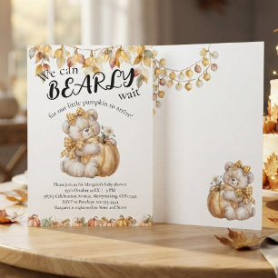 Convite Chá de Bebê Neutro em Aquarela Urso Mal Pode Esper