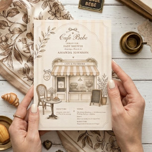 Convite Chá de Bebê Neutro em Café Parisiense Bebe