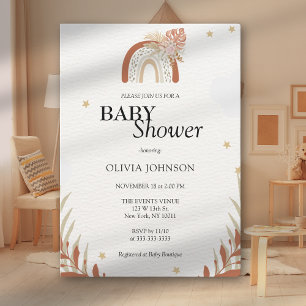 Convite Chá de Bebê Neutro em Floral Selvagem Boho Chic
