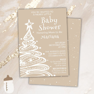 Convite Chá de Bebê Neutro em Tons Bege Boho de Natal