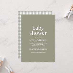 Convite Chá de Bebê Neutro em Verde Sage Minimalista