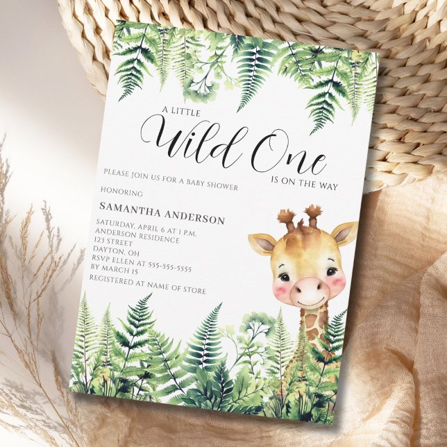 Convite Chá de Bebê Neutro Girafa Wild One (Criador carregado)
