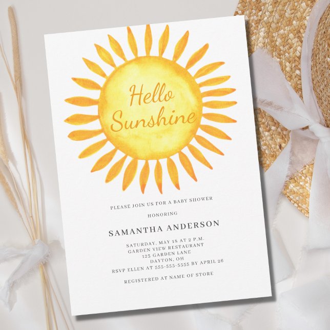 Convite Chá de Bebê Neutro Hello Sunshine (Criador carregado)