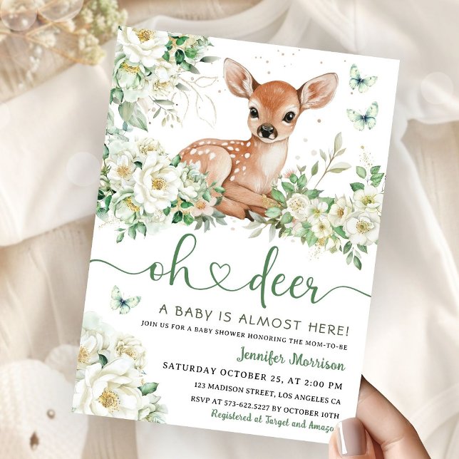 Convite Chá de Bebê Neutro 'Oh Deer' (Criador carregado)