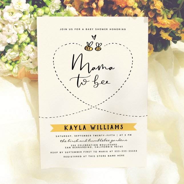 Convite Chá de Bebê Neutro Rustic Mama To Bee (Criador carregado)