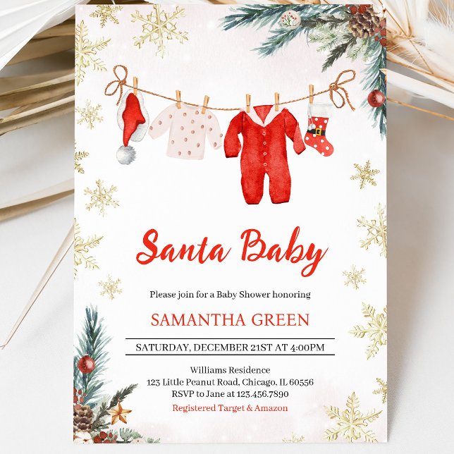 Convite Chá de Bebê Neutro Santa Baby (Criador carregado)
