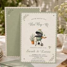 Chá de Bebê Neutro Vintage Sage Green Baby-Q BBQ