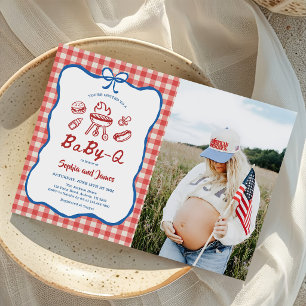 Convite Chá de Bebê no Dia 4 de Julho Baby-Q Foto de Chá d