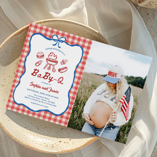Convite Chá de Bebê no Dia 4 de Julho Baby-Q Foto de Chá d