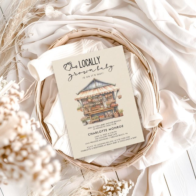 Convite Chá de Bebê no Mercado de Produtores Local (Criador carregado)