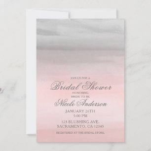 Convite Chá de Bebê Nupcial com Aquarela Moderna Rosa Enru